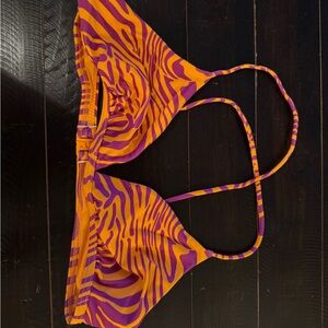 Tropic of C Orange & Purple Zebra-Print Triangle Bikini Top